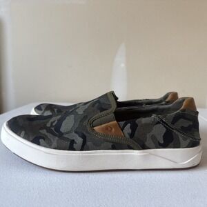 OluKai Lae'Ahi Pa'i Mens Size 8 Shoes Camouflage Green Slip On Comfort Sneakers